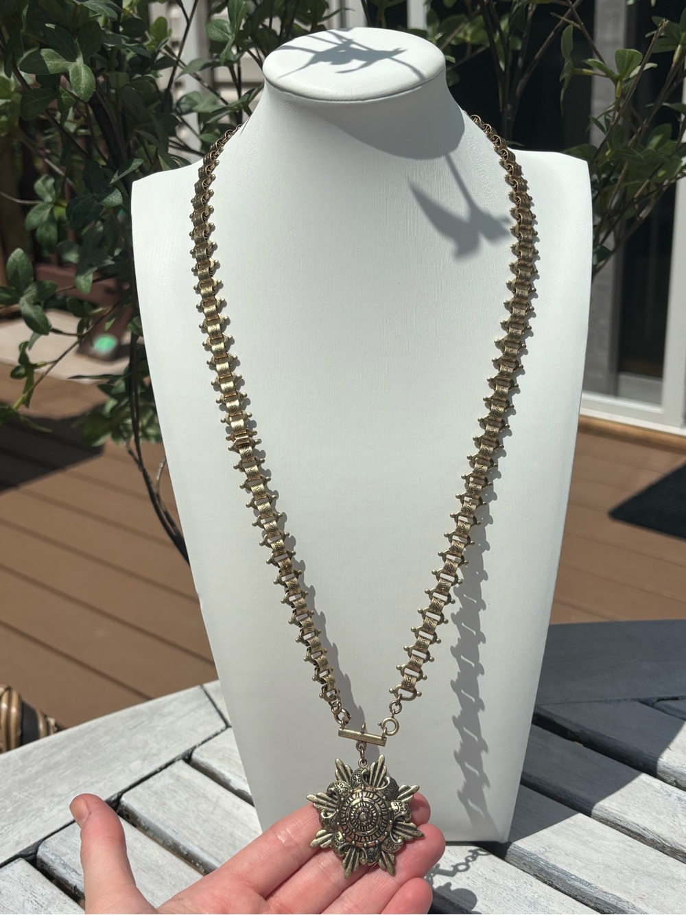 Gold-Tone Sunburst Pendant Necklace - Women Jewelry